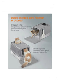 Caja de Arena de Acero Inoxidable para Gatos con Tapa Abatible