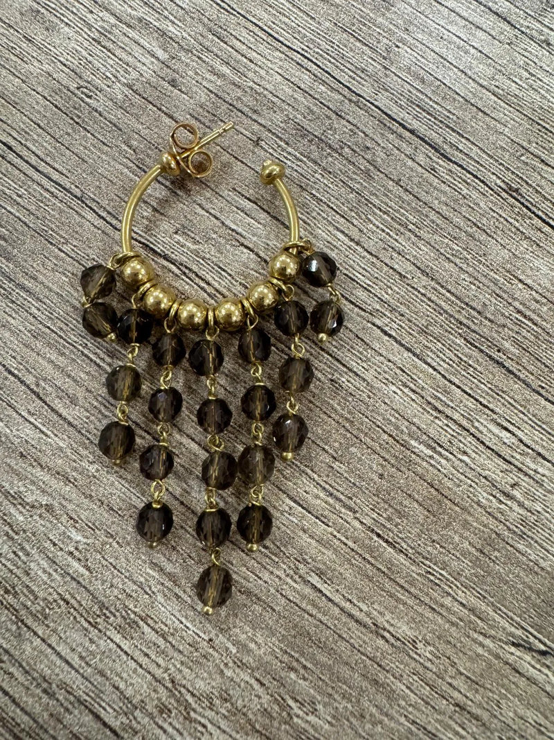 Pendientes aro dorados con abalorios colgantes, mujer