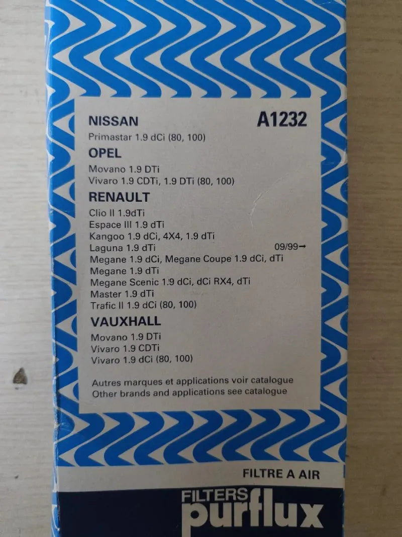 Filtro de aire coche A1232 - PURFLUX