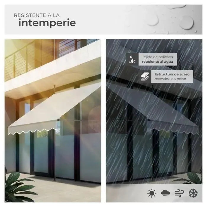 Toldo plegable para balcón gris claro