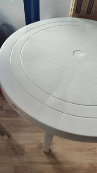 Mesa Resina Blanca Diametro 90 cm.