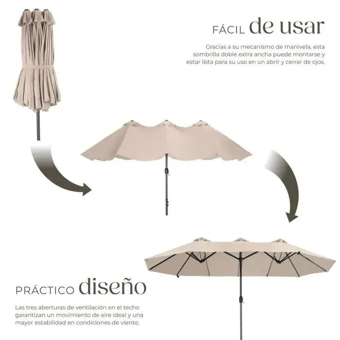 Sombrilla con tres partes