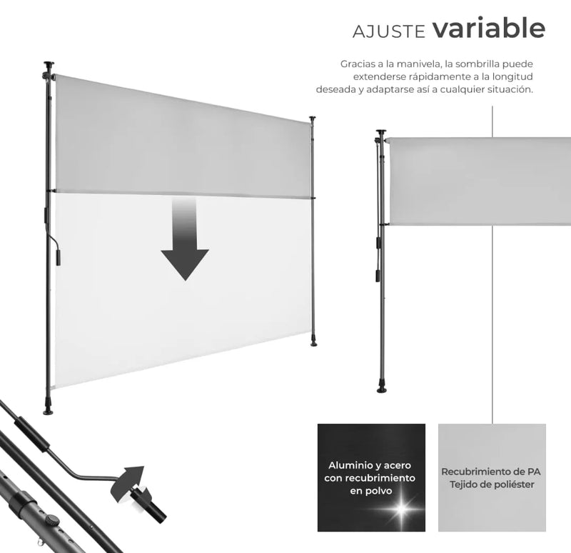 Toldo vertical exterior con manivela