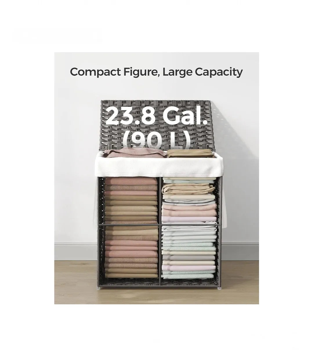 Cesto de ropa con tapa, 90 L