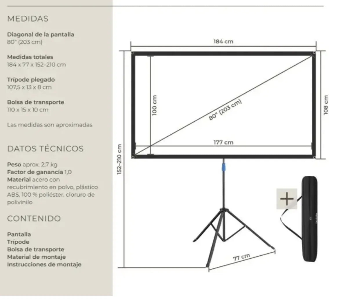 Pantalla de proyección portátil