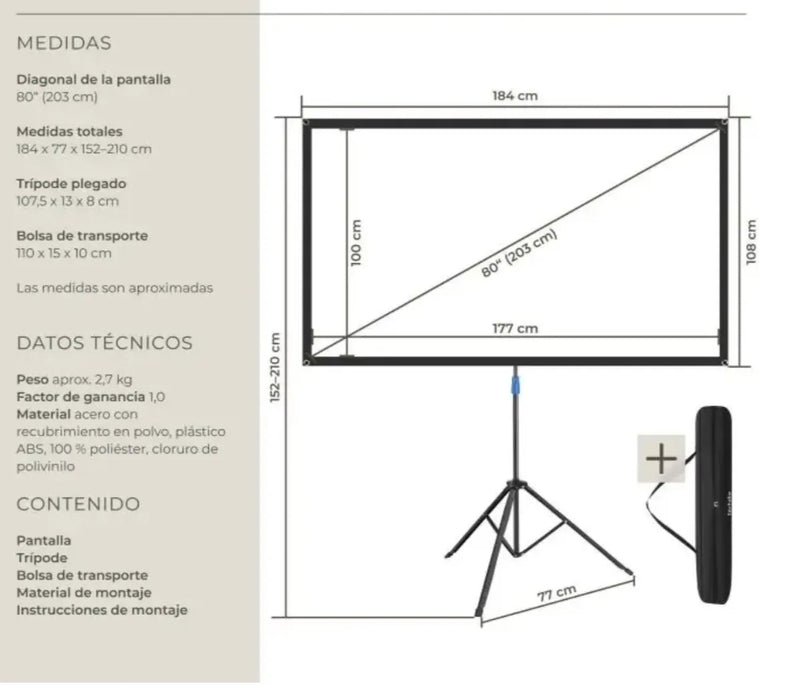 Pantalla de proyección portátil