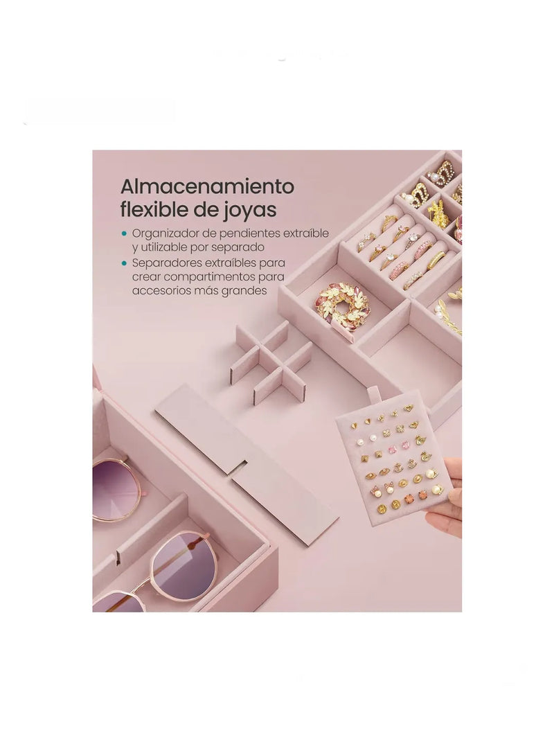 Joyero 2 Capas, Joyero con Asa, Bandeja Flexible