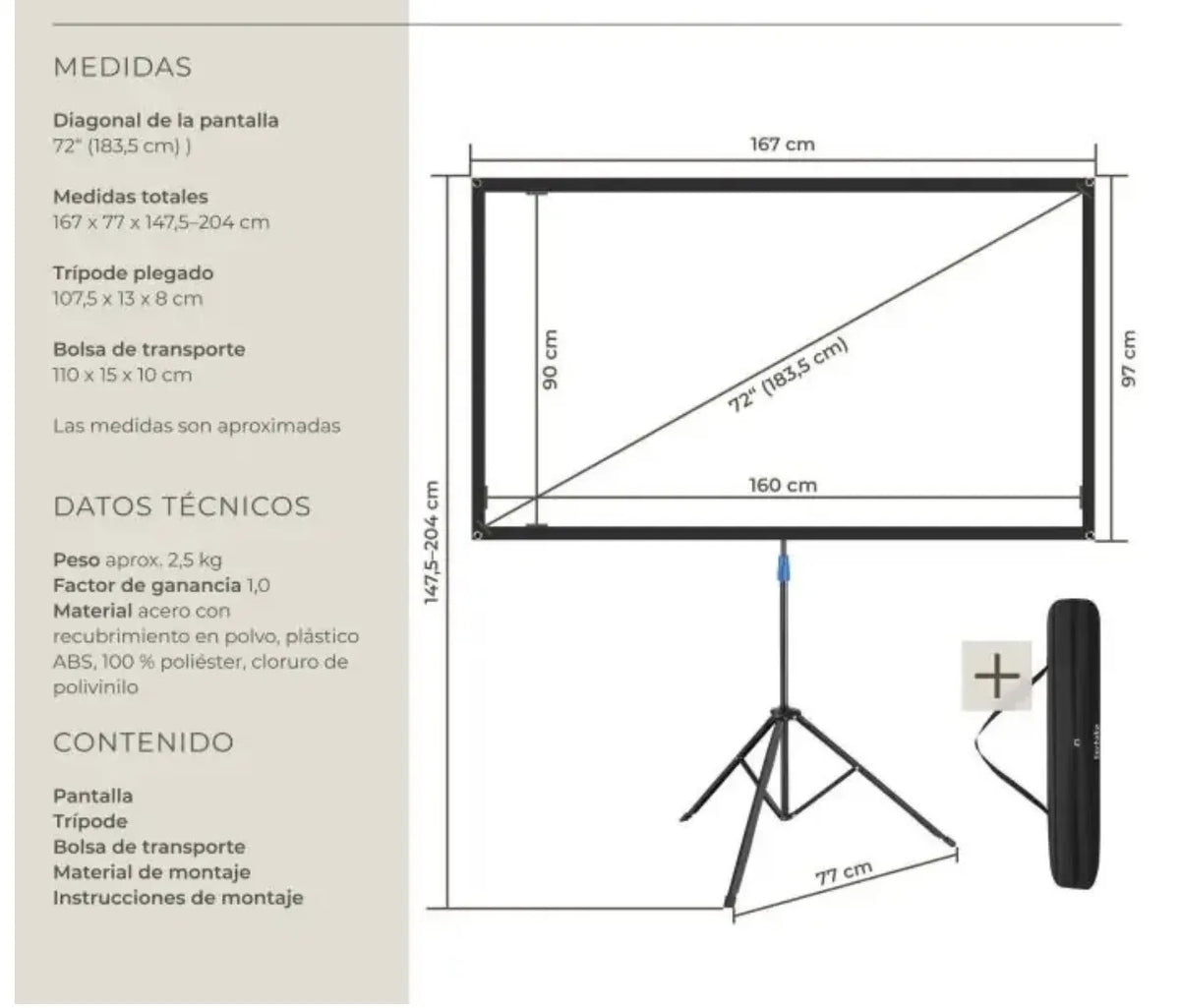 Pantalla para proyector