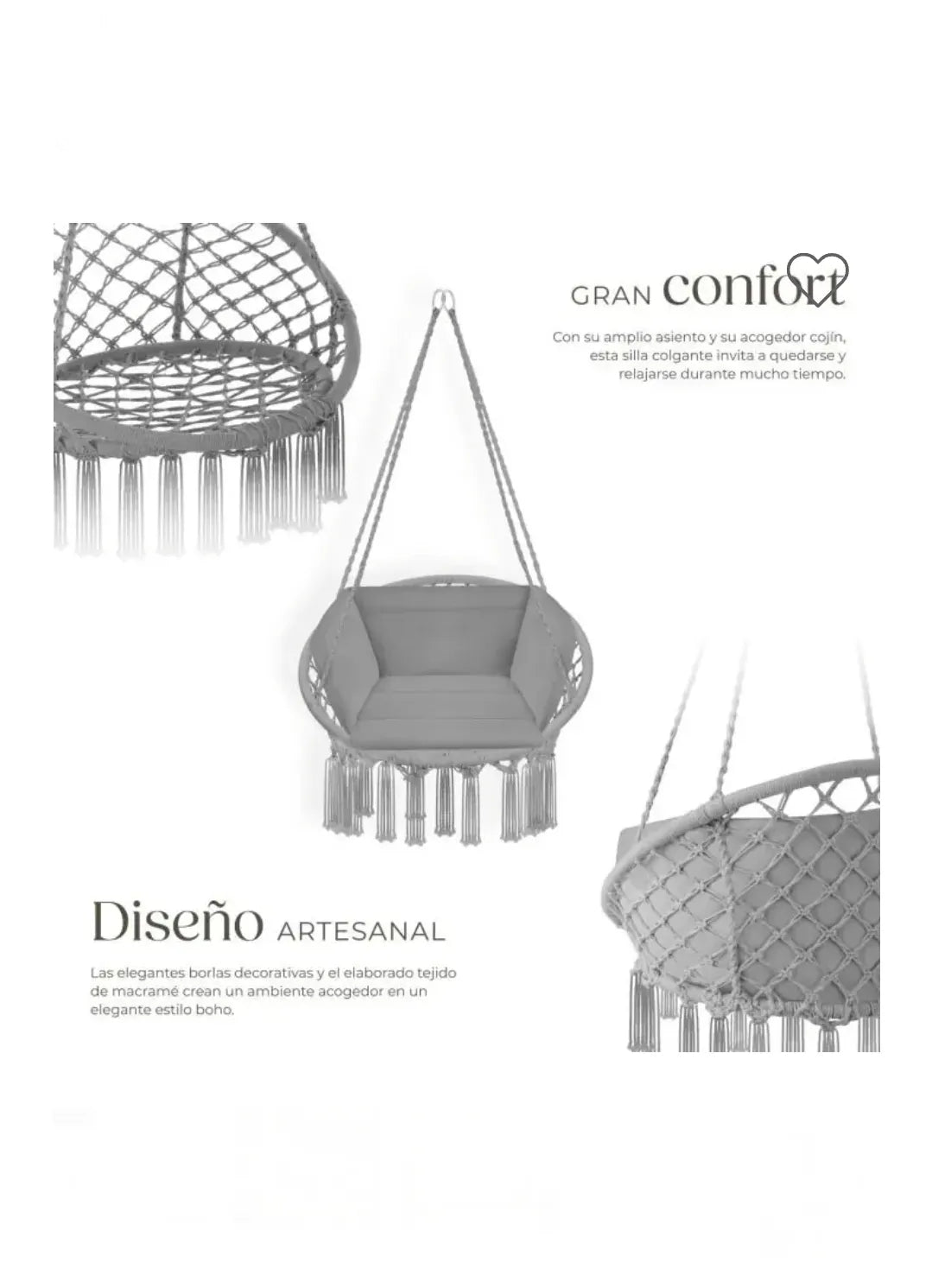 Silla colgante GRACIA gris