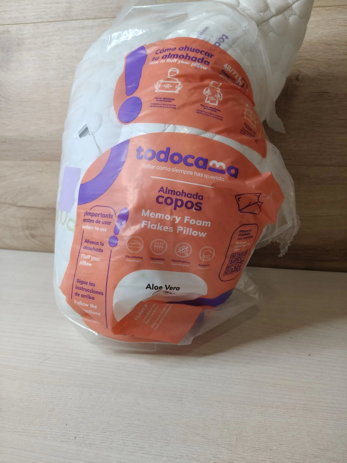 Almohada viscoelástica Aloe Vera 80cm - TODOCAMA