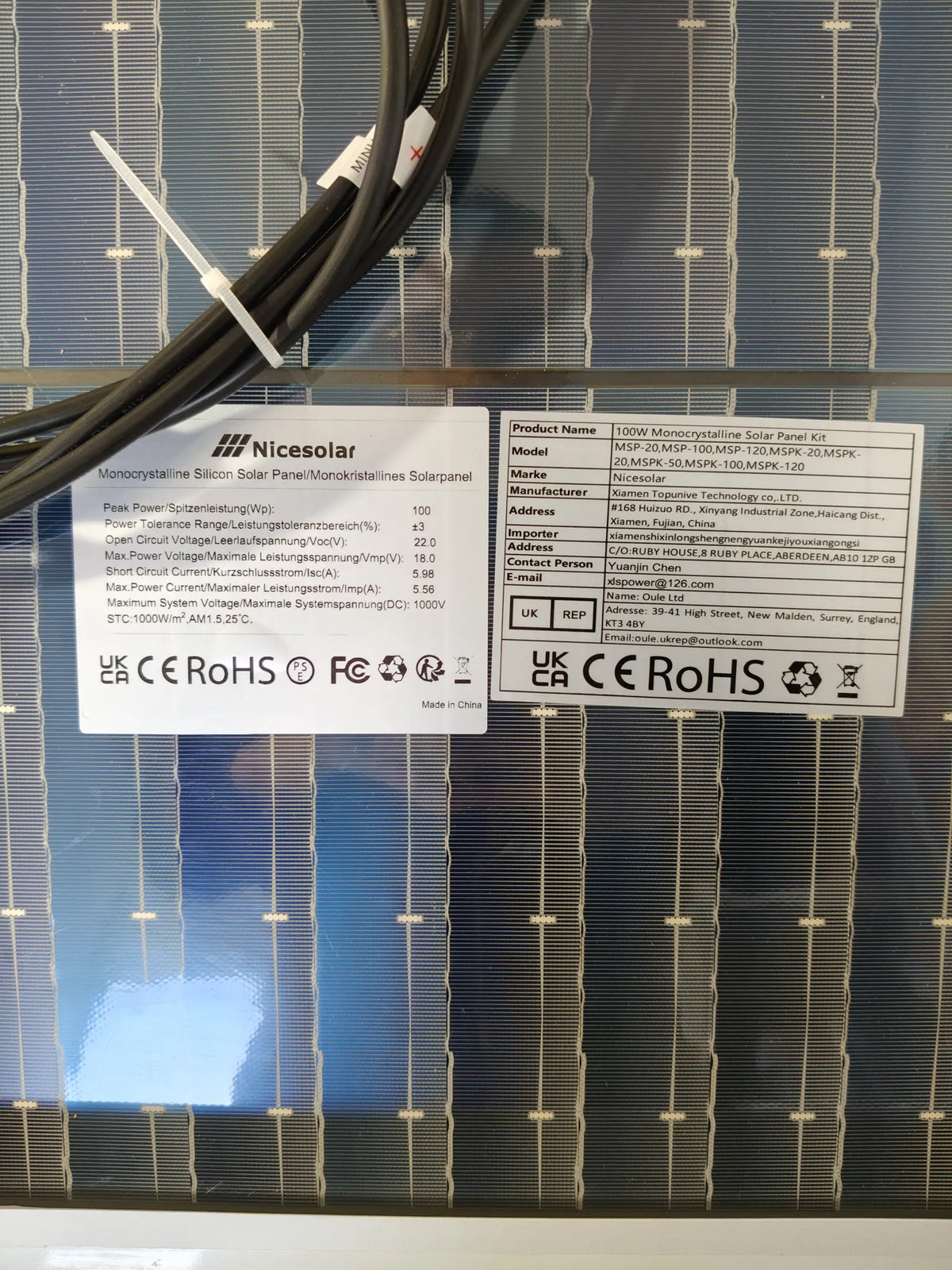 Panel solar de 100 W - NICESOLAR