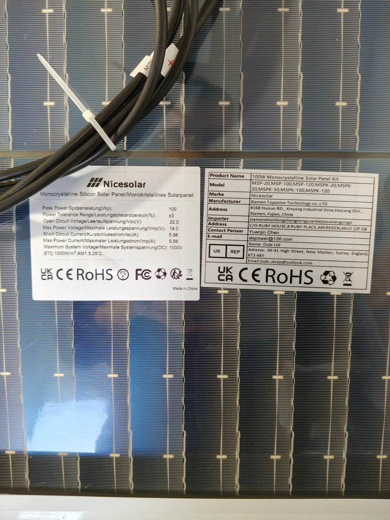 Panel solar de 100 W - NICESOLAR