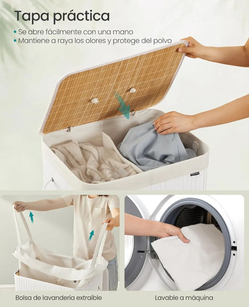 Cesto de la ropa sucia con tapa 120L