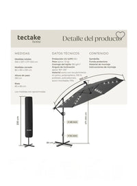Parasol de brazo articulado ARTEMIS gris