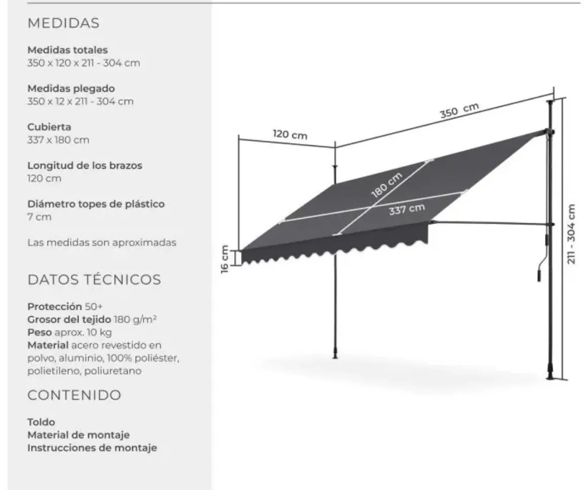 Toldo plegable para balcón