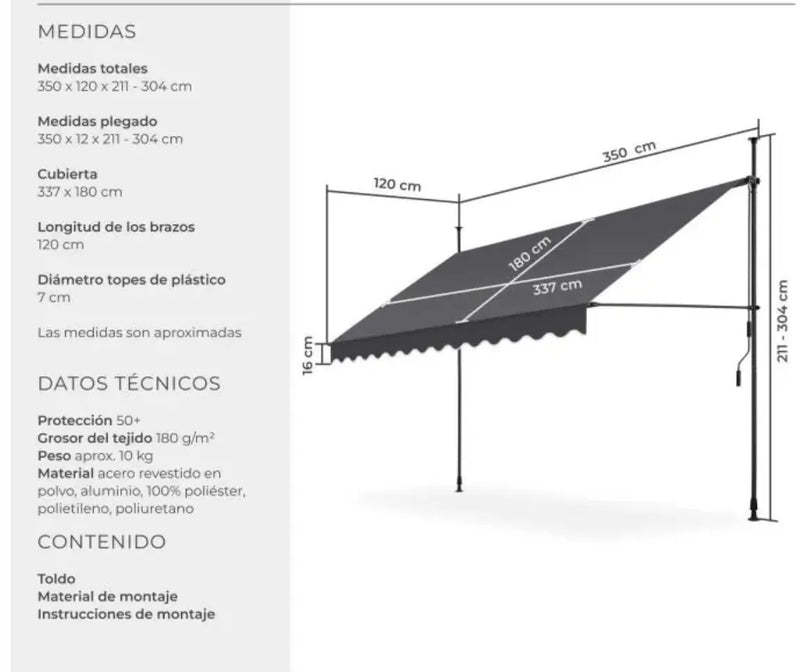 Toldo plegable para balcón