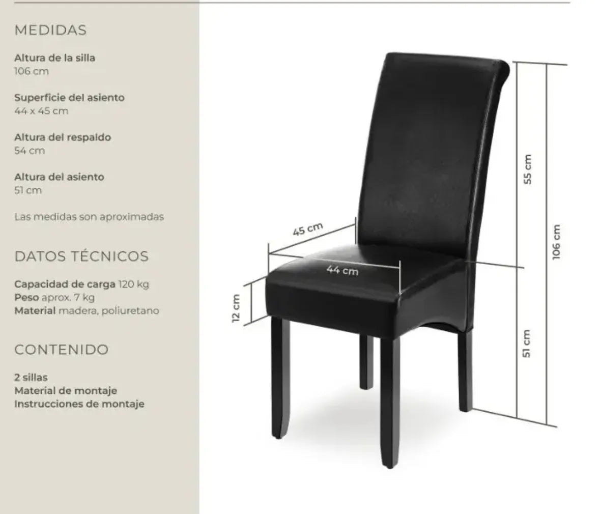 Silla de comedor acolchada