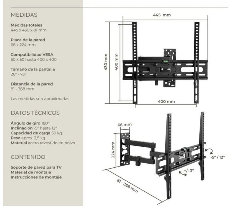 Soporte de pared para TV