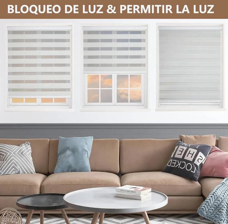 Estor enrollable de doble capa morado