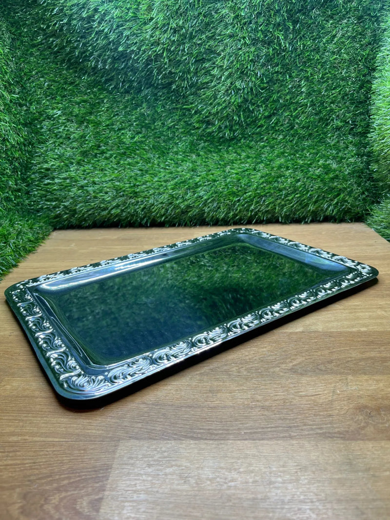 Bandeja de acero inoxidable con borde decorativo APS
