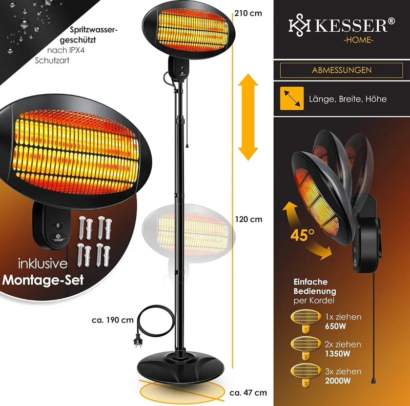 Calefactor radiante de 2000 vatios infrarrojos - Kesser