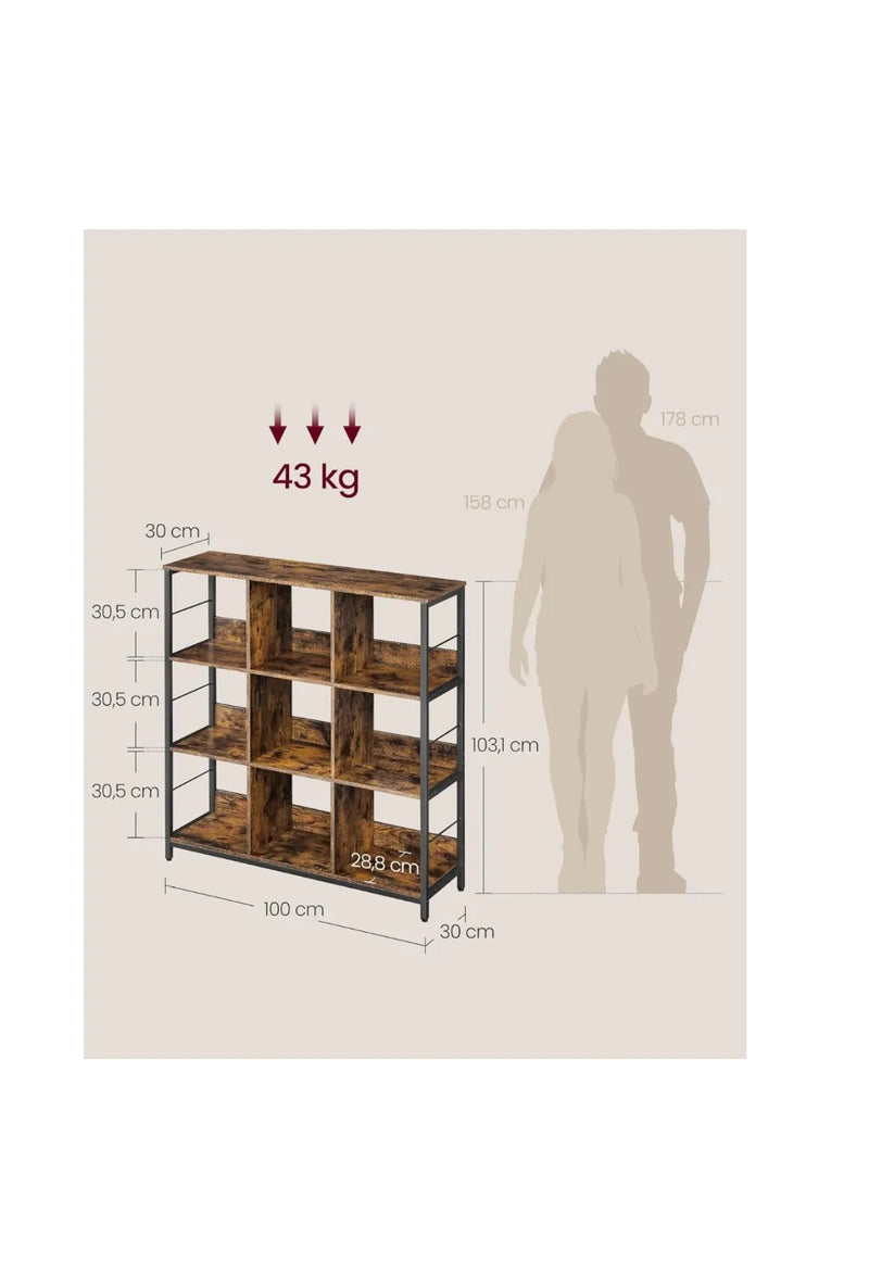Estantería de Almacenamiento de 3 Niveles, Librería VASAGLE