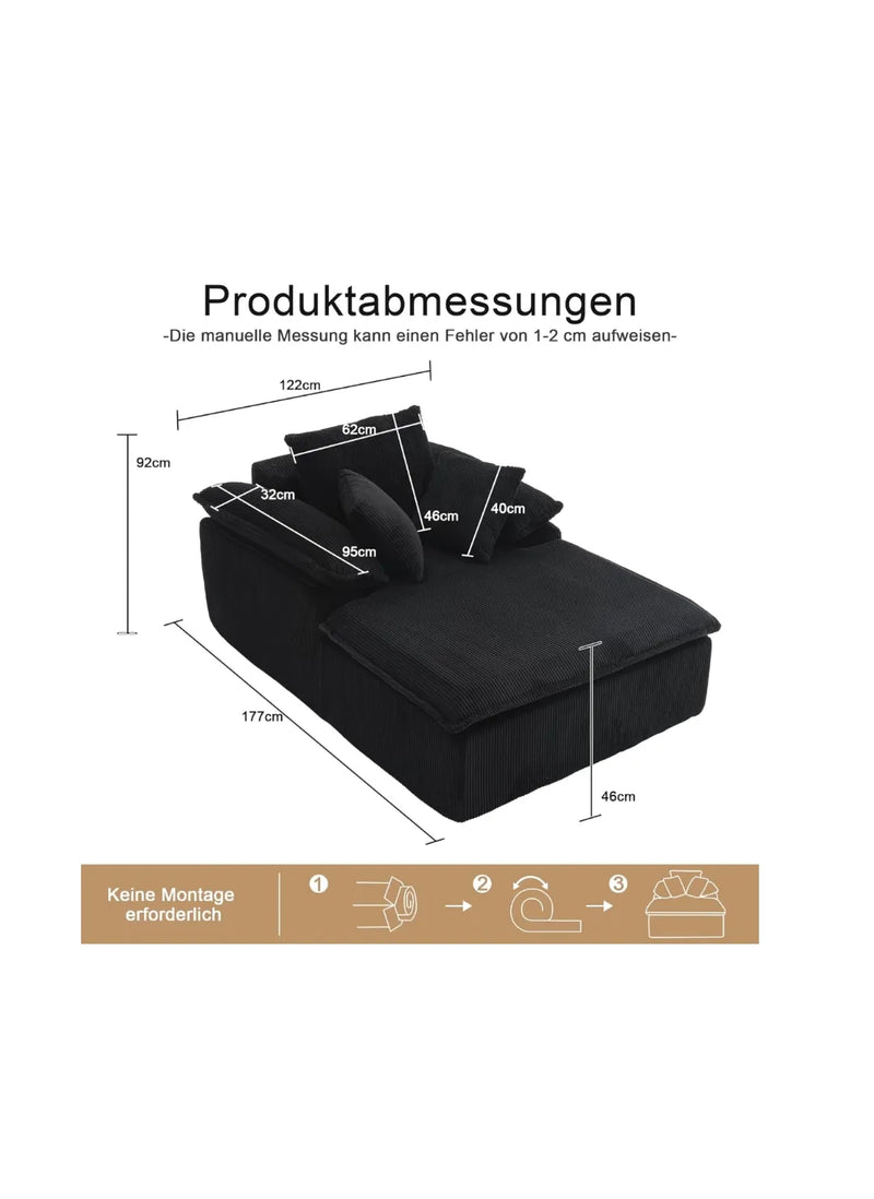 sofá de estilo interior de 46 cm de altura con diseño sin marco