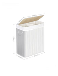 Cesto de ropa, 100 L, con tapa, de bambú