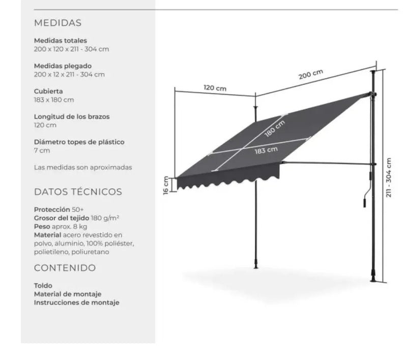 Toldo plegable para balcón
