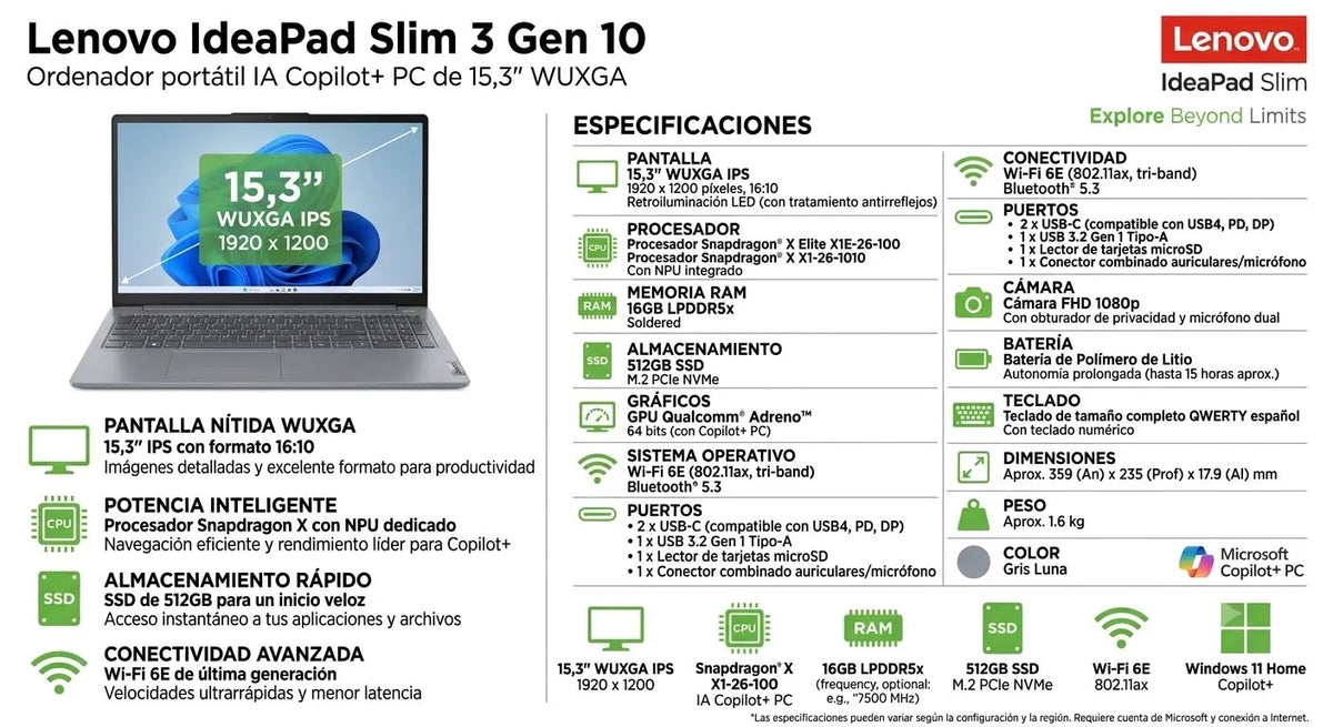 Ordenador Portátil IdeaPad Slim 3 Gen 10 Lenovo