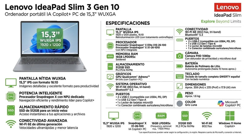 Ordenador Portátil IdeaPad Slim 3 Gen 10 Lenovo