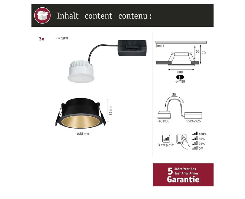 Luminaria empotrable LED Cole redonda Paulmann