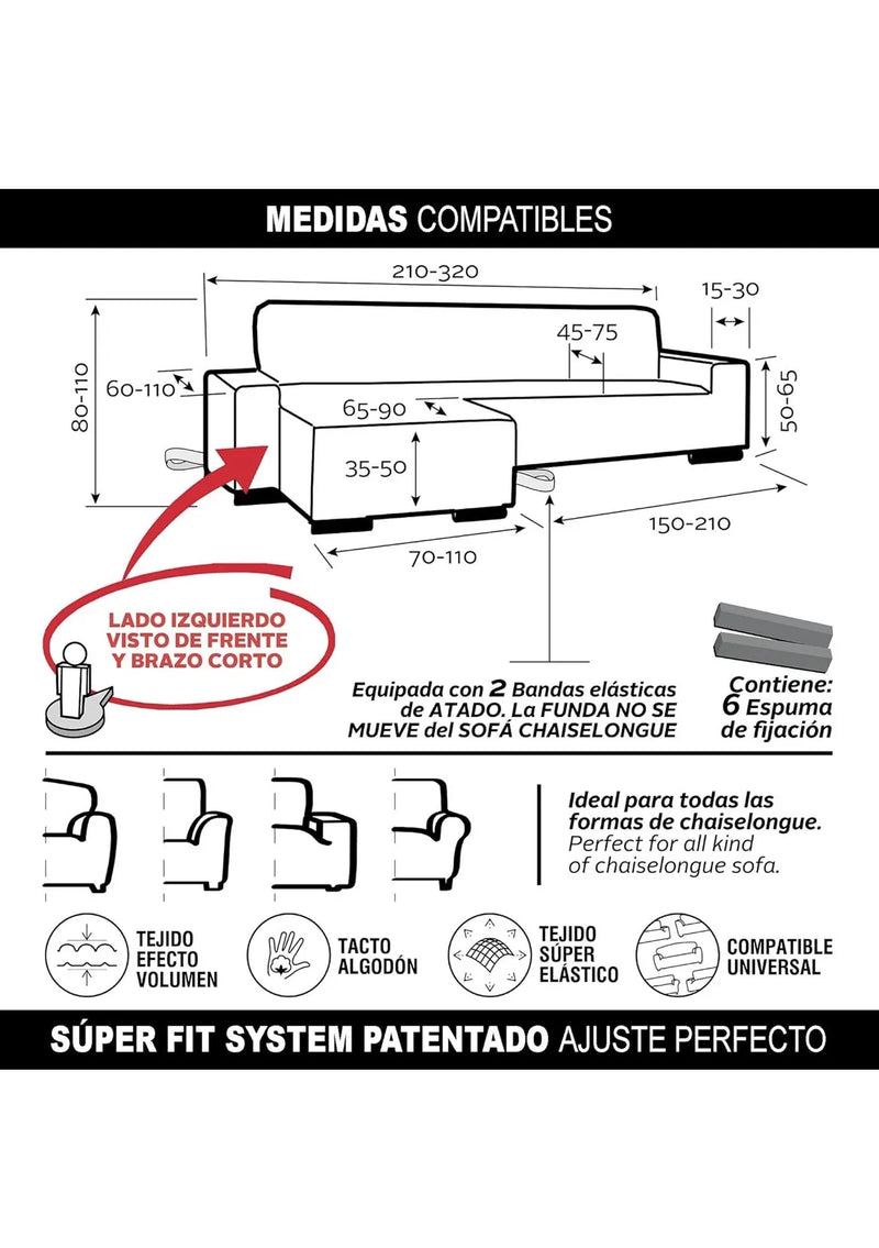 Funda Super Elástica Chaise Longue Brazo Corto Izquierdo FAVERTI