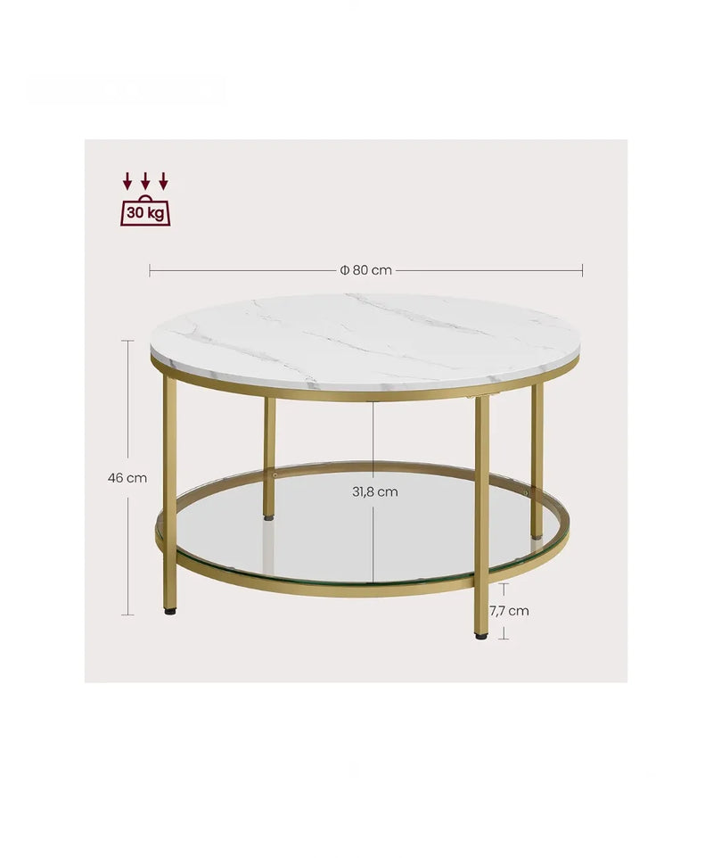 Mesa de Centro efecto Mármol y Oro