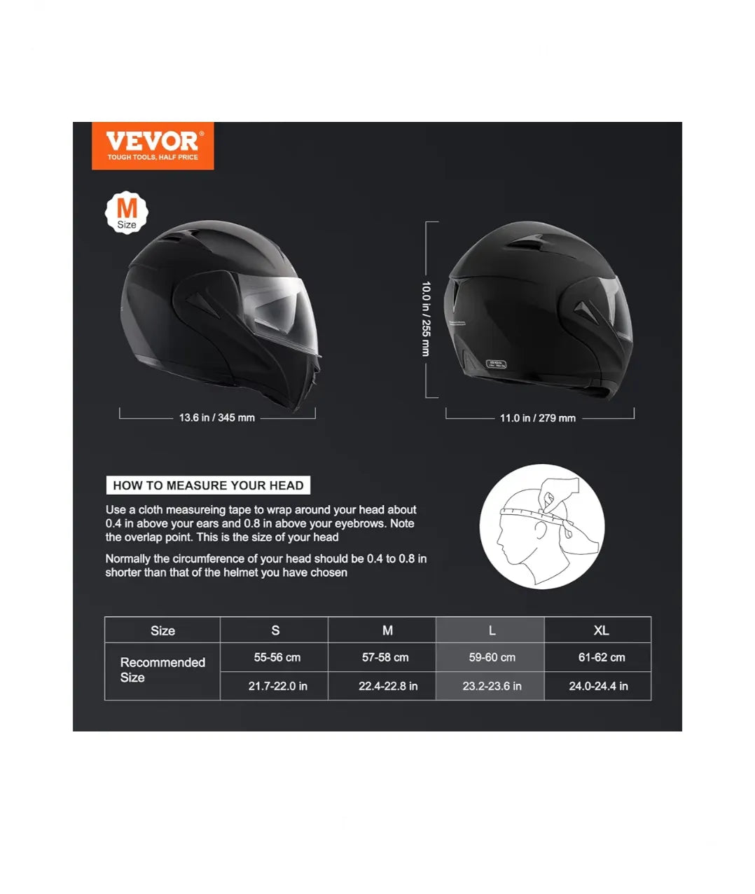 Casco de Motocicleta - VEVOR