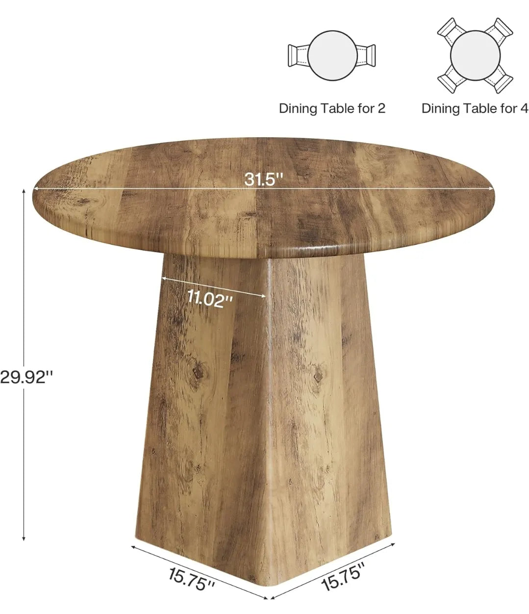 Mesa de comedor redonda rustica - Tribesigns