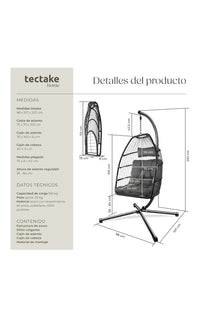 Columpio Jardín Exterior, Silla Colgante con Cojín Extragrueso