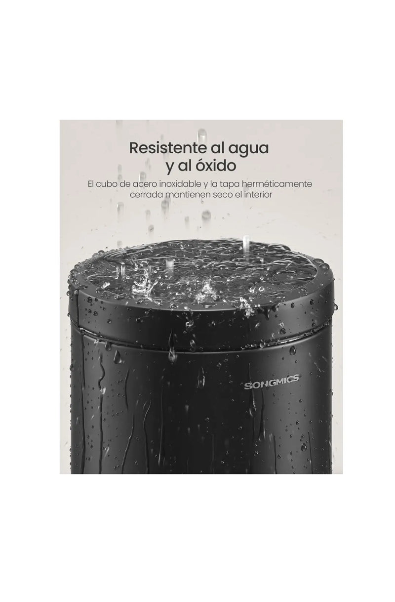 Cubo de Basura de Baño, 6 L, Cubo de Acero con Tapa de Cierre Suave