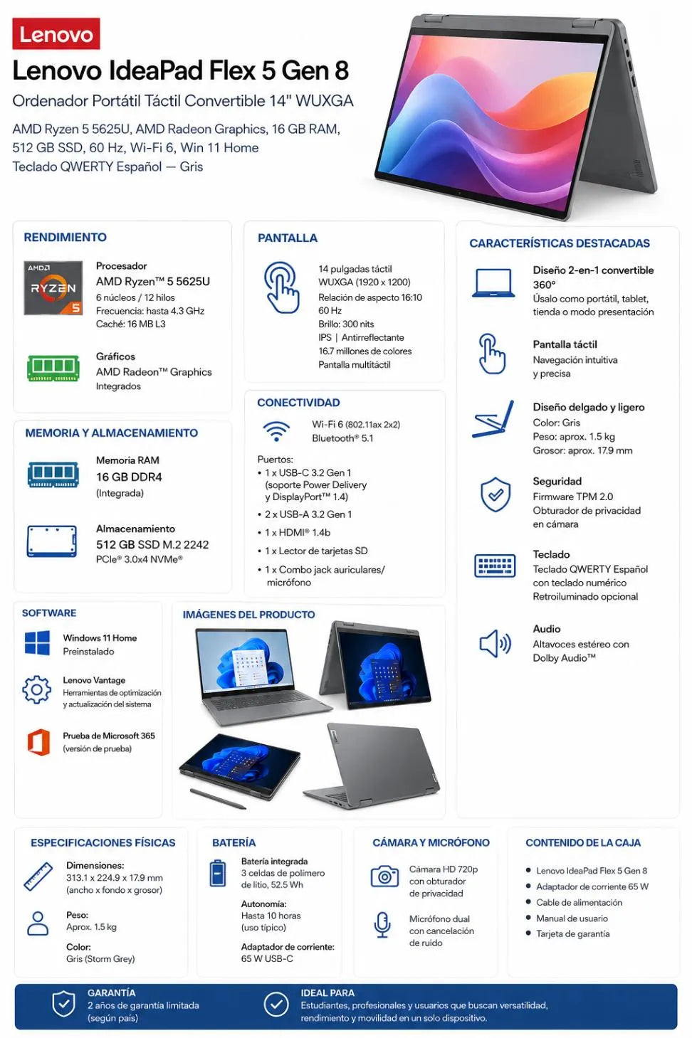 Portátil Lenovo IdeaPad Flex 5 Gen 8 s