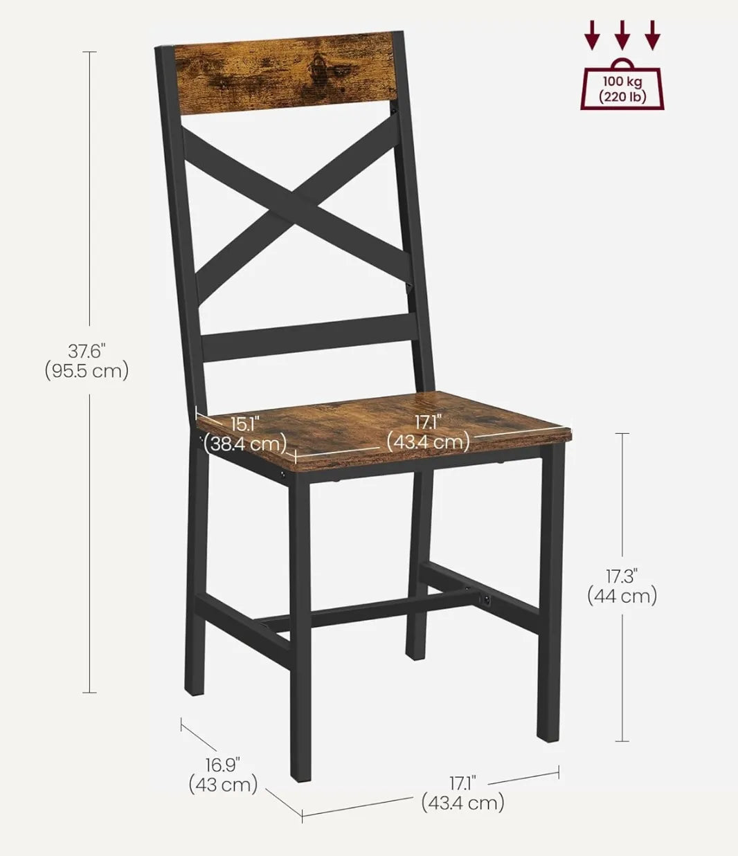 Juego de 2 sillas de cocina de acero