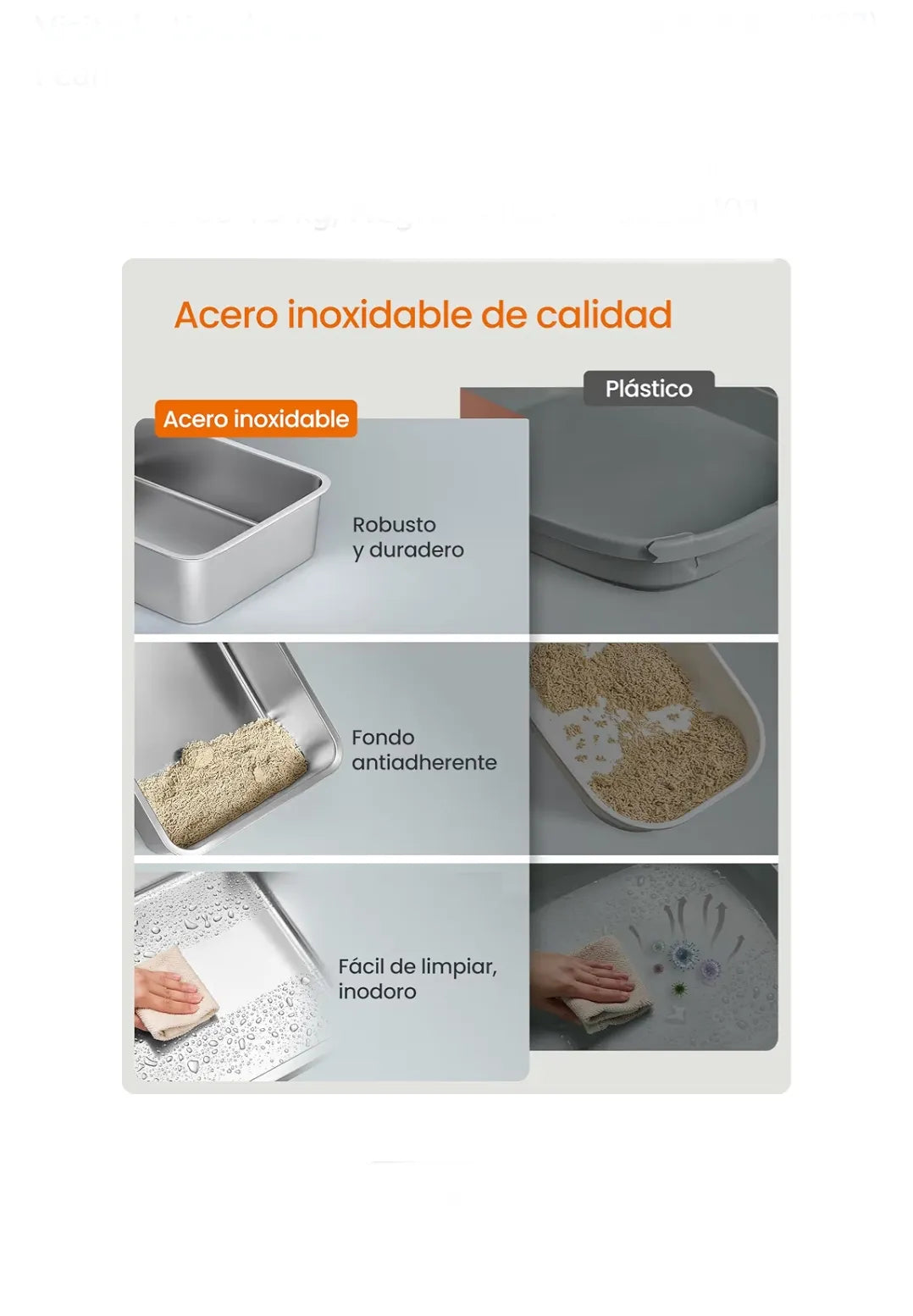 Caja de Arena de Acero Inoxidable para Gatos