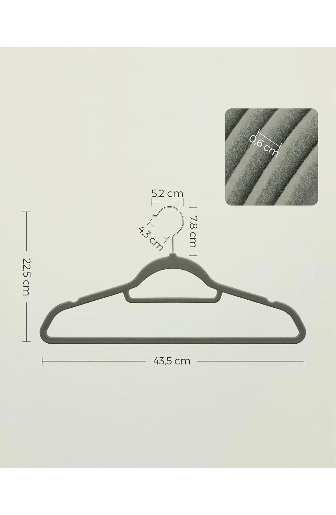 Percha de Terciopelo Gris SONGMICS