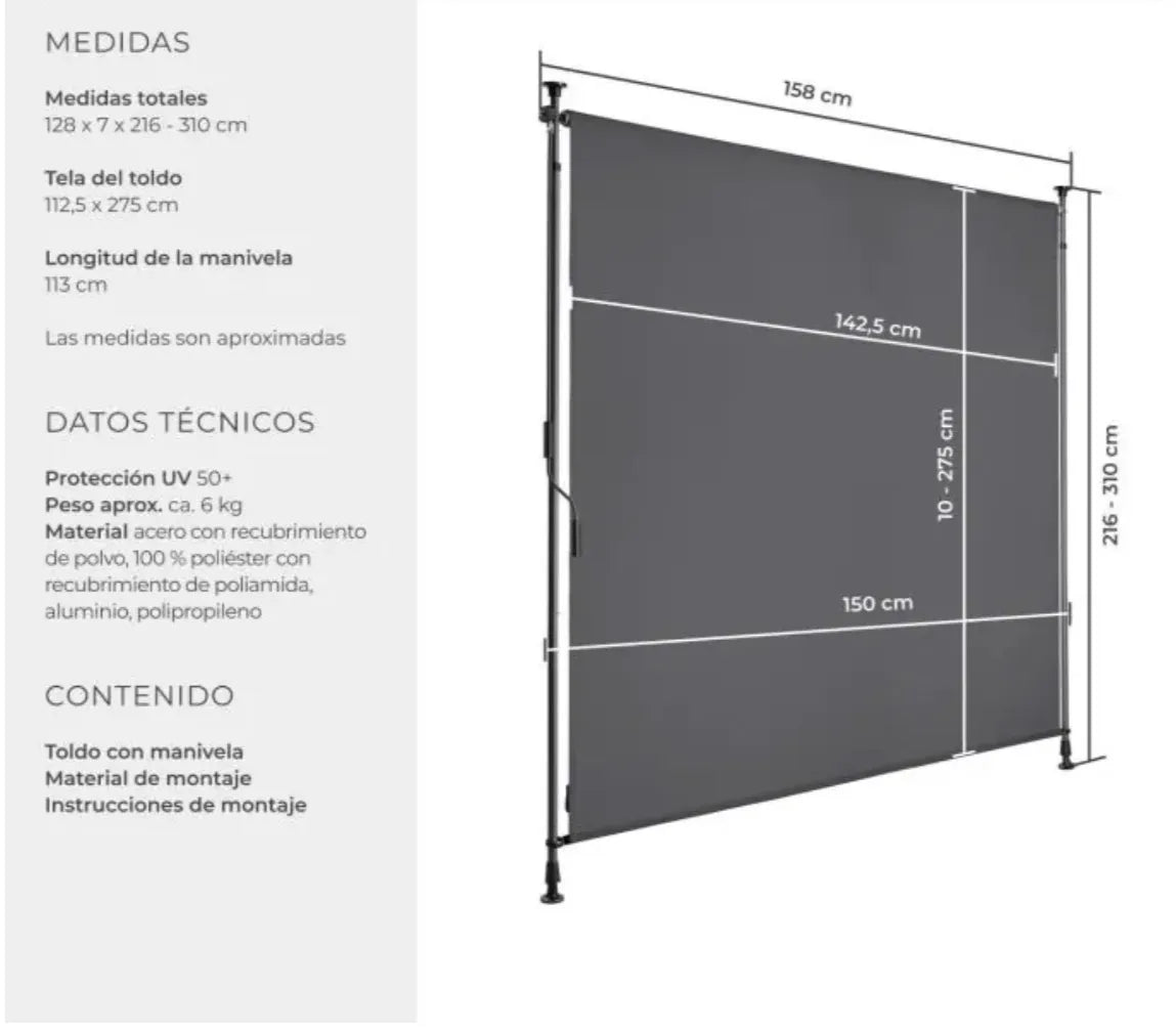 Toldo de pinza alto