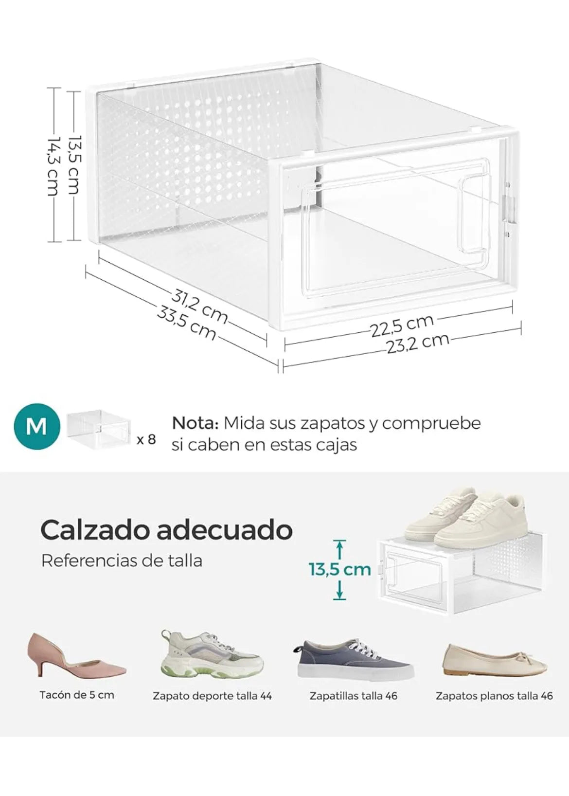 Cajas de Zapatos Plástico SONGMICS