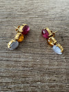 Pendientes oro 18K con piedras multicolor, sello 750