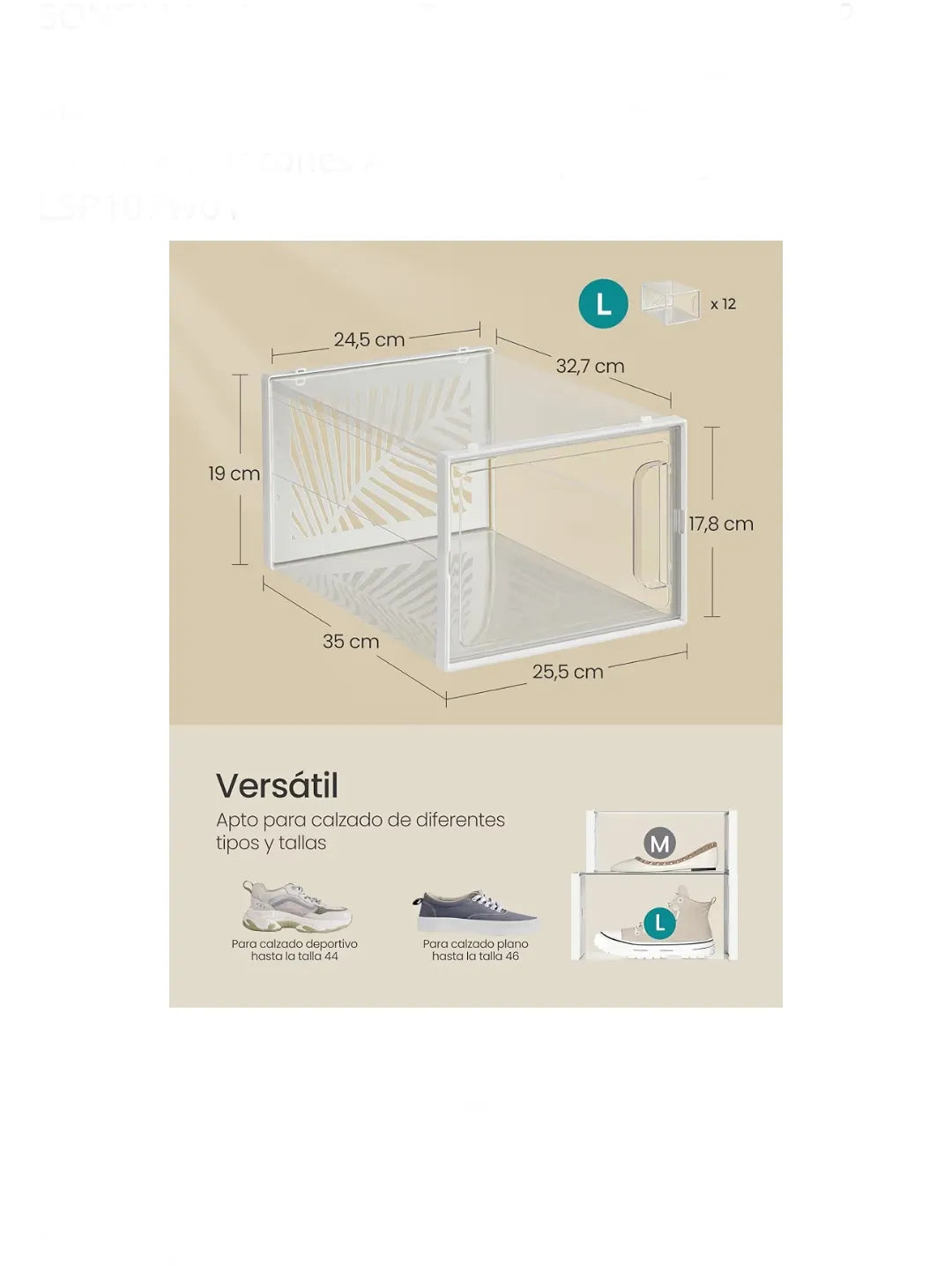 Cajas para Zapatos Transparentes, 12 Cajas