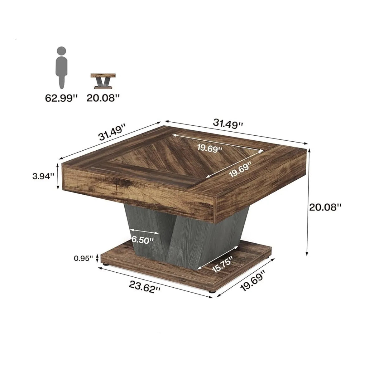 Mesa auxiliar cuadrada de madera