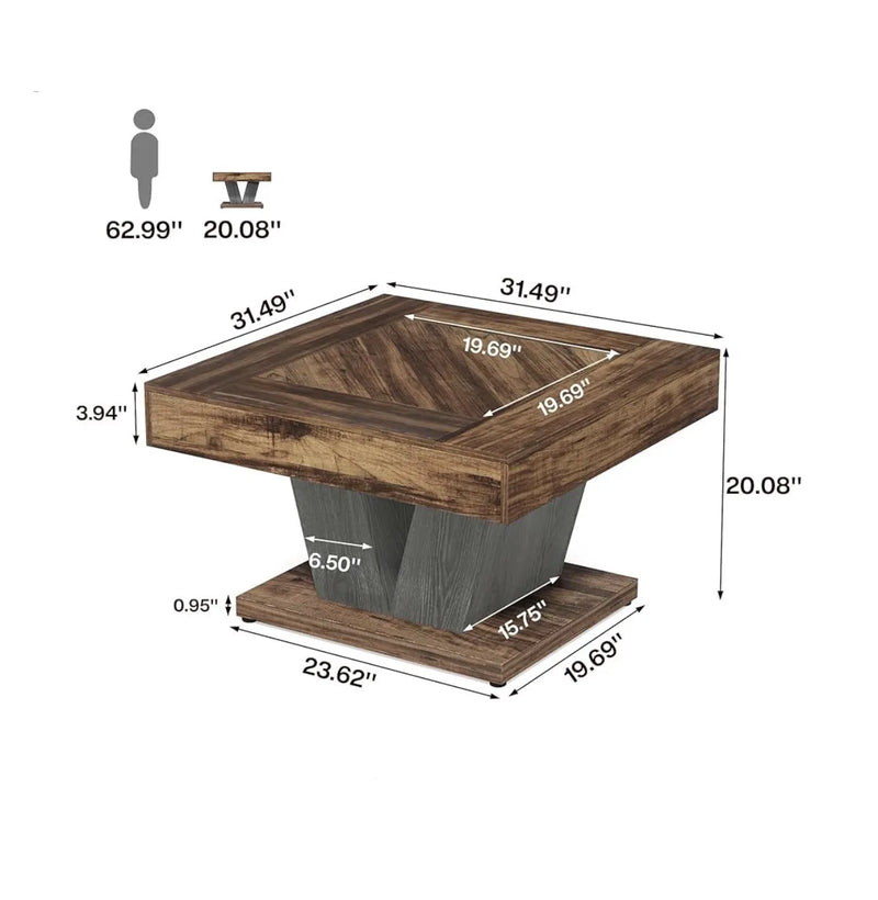 Mesa auxiliar cuadrada de madera