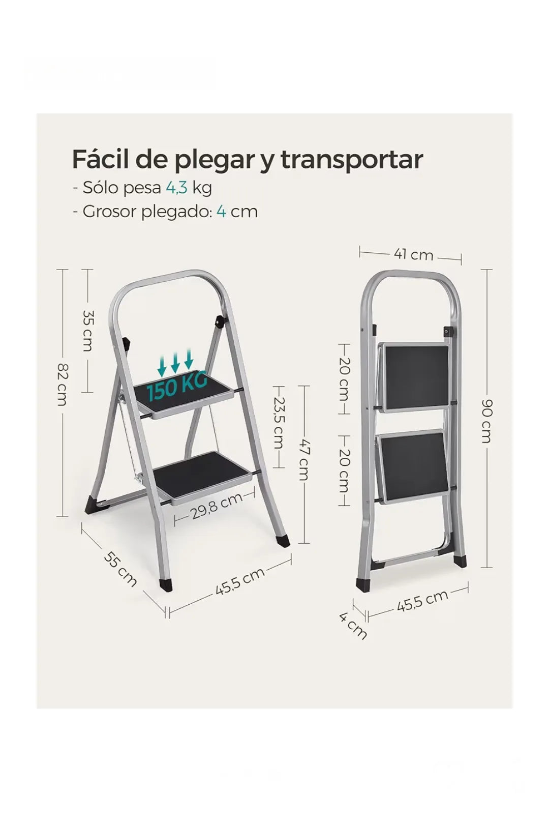 Escalera de Tijera, Escalera con 2 Peldaños