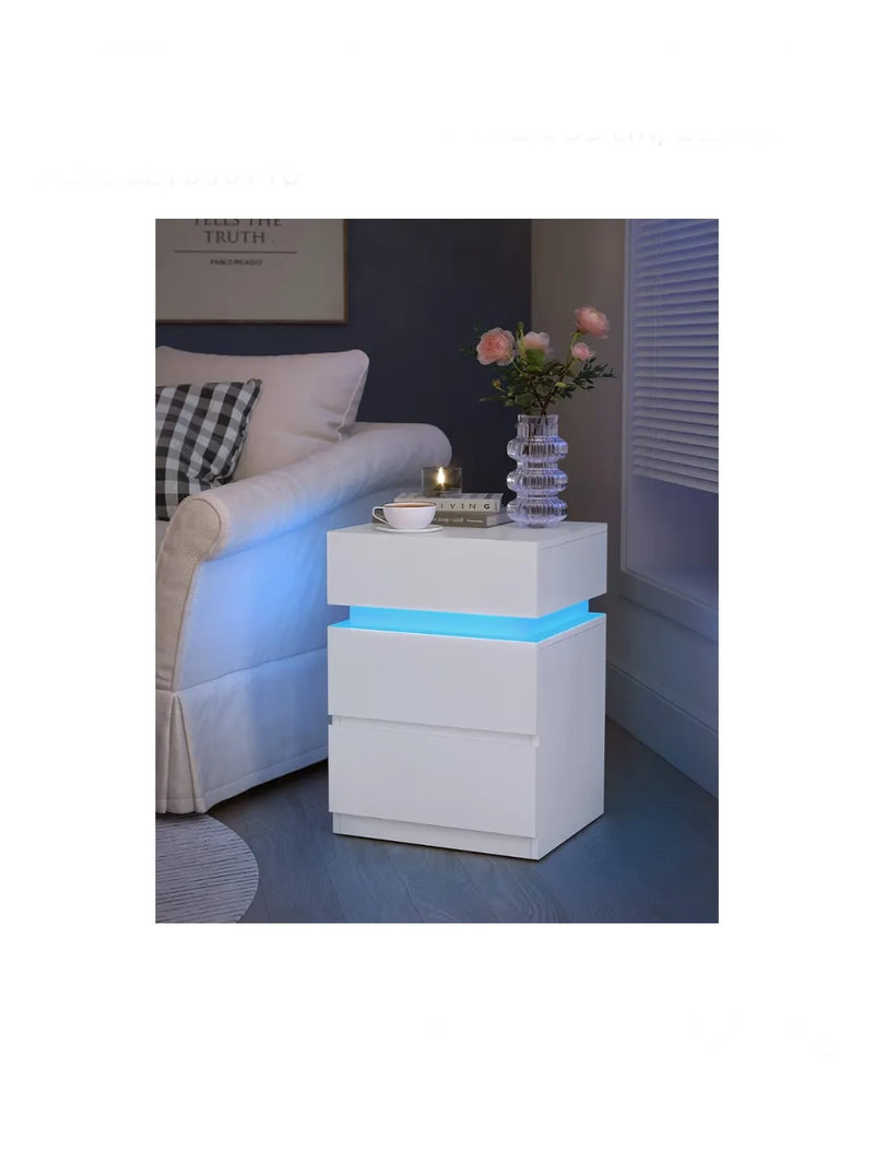 Mesita de Noche con Tira de Luz LED Multicolor